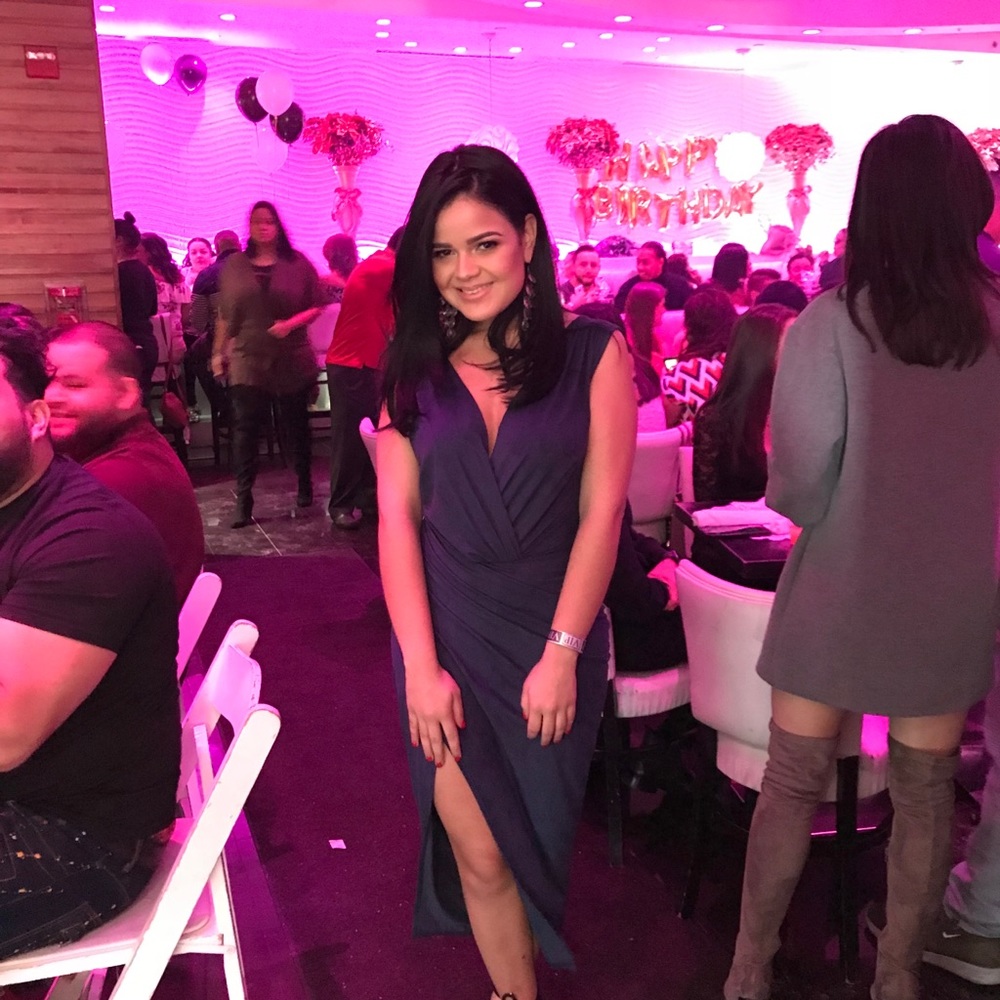 Navy Suede Midi Dress - image 1